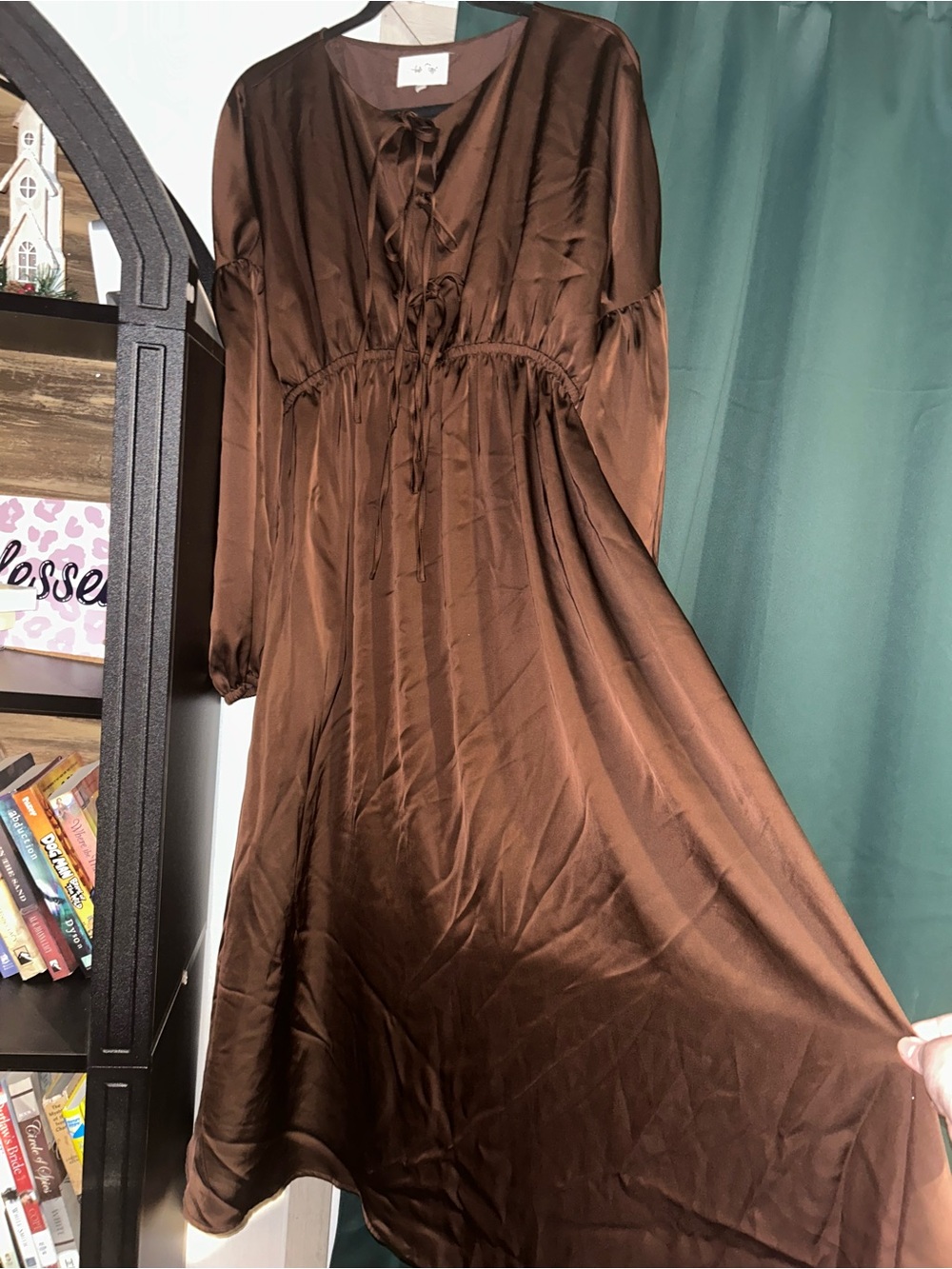 Brown Satin Ada Faye Dress